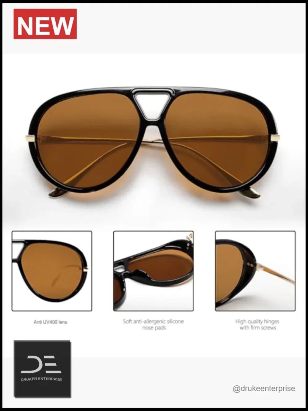 Retro Gold Oversized Aviator Sunglasses Metal Frame UV Protection
